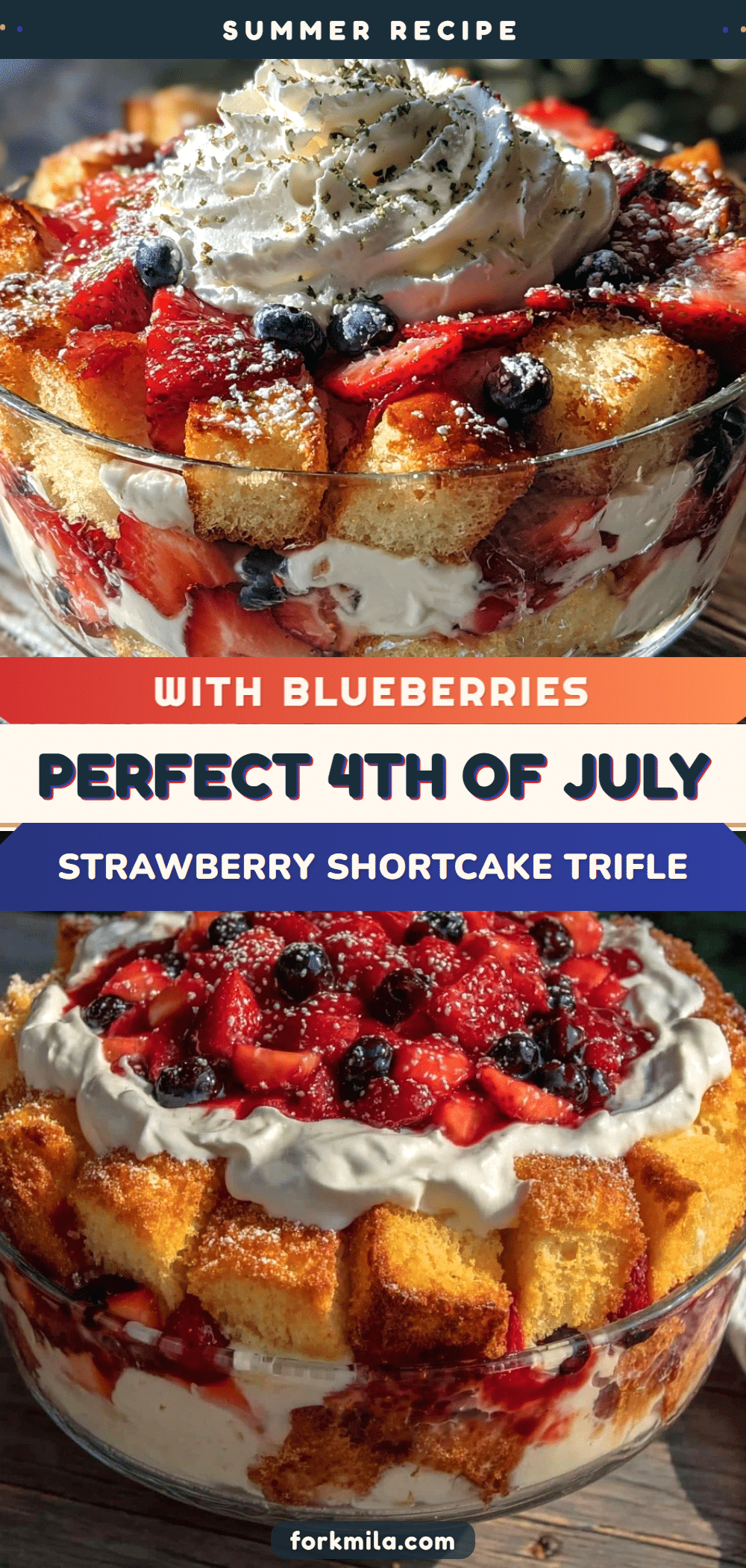 4th of July strawberry shortcake trifle recipe