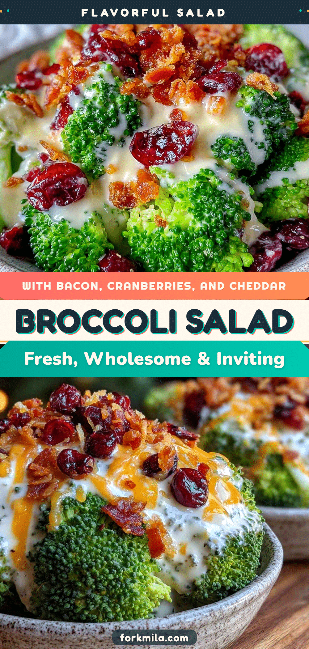 broccoli salad with bacon cranberries and cheddar dressing recipe