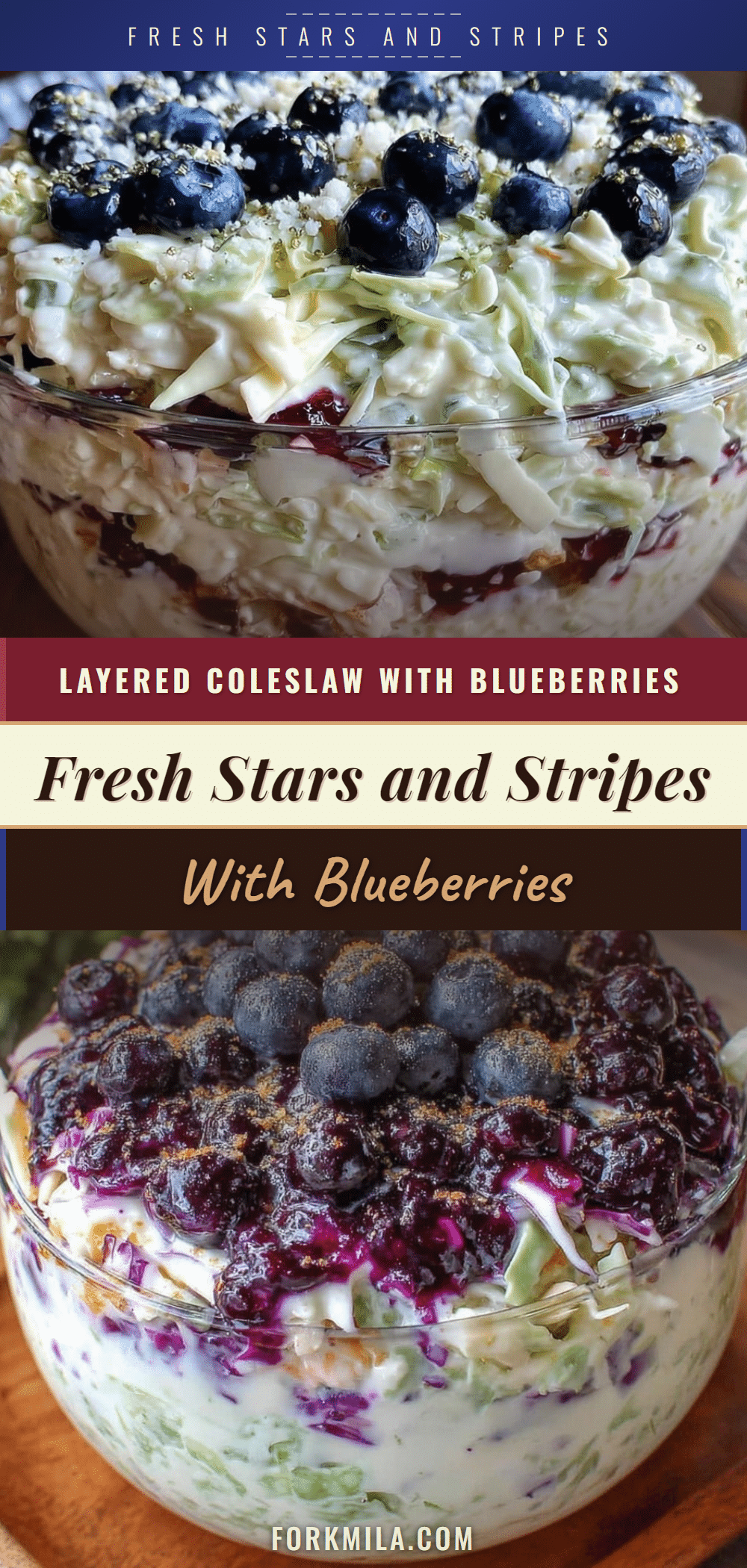 fresh stars and stripes layered coleslaw with blueberries recipe