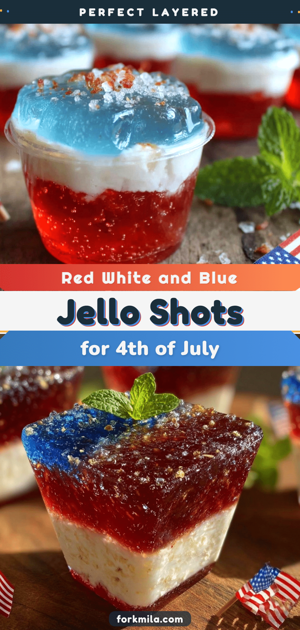 layered red white and blue jello shots recipe