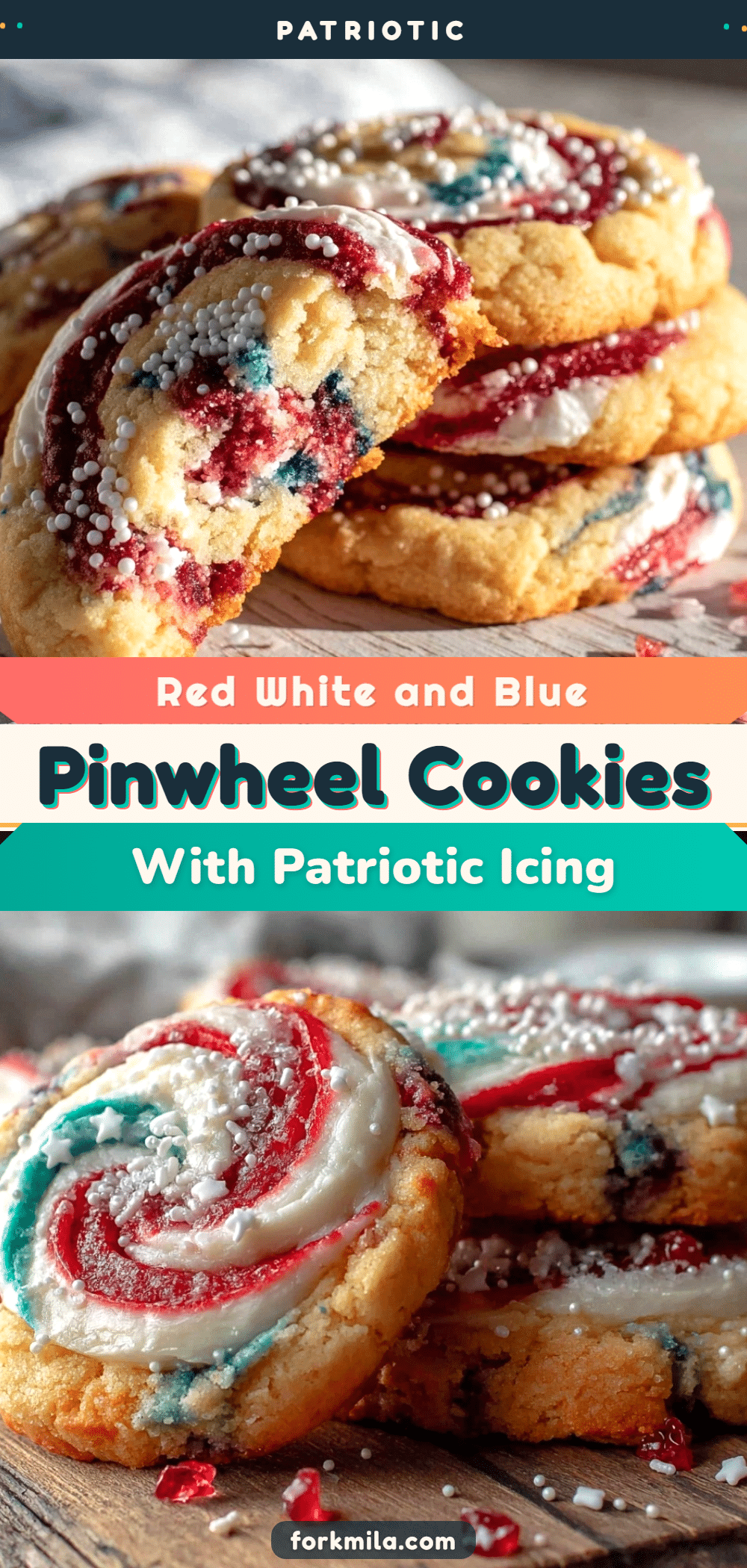 red white and blue pinwheel sugar cookies recipe