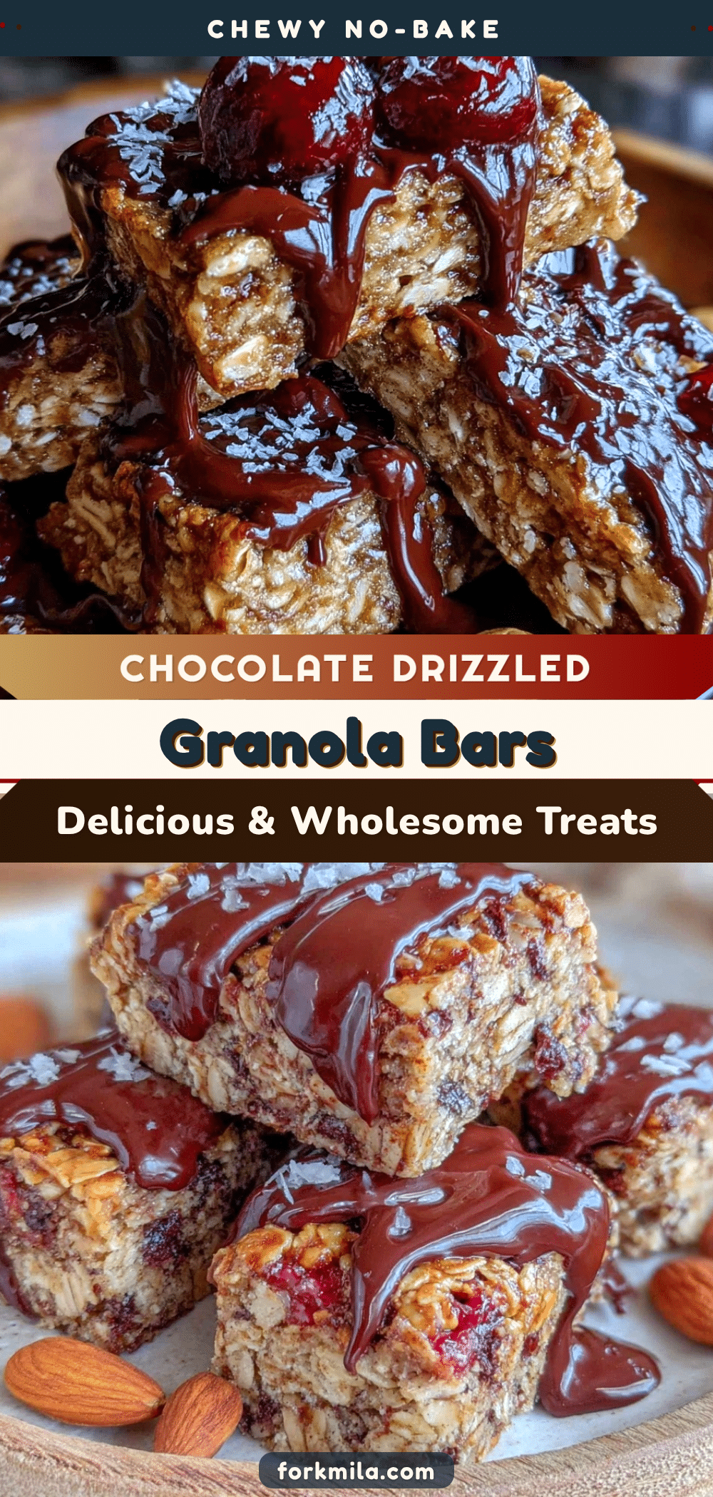 chewy no-bake granola bars with chocolate drizzle recipe