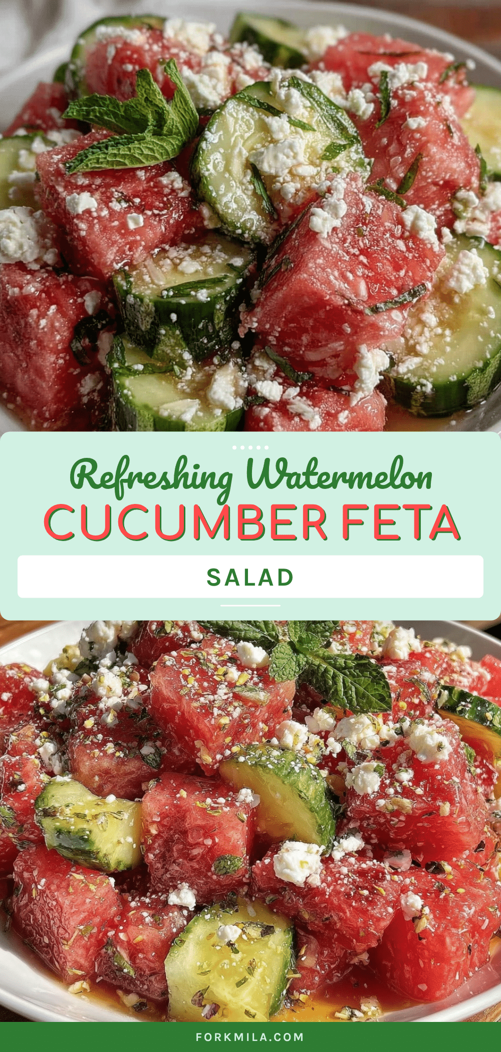 fresh watermelon cucumber feta salad recipe