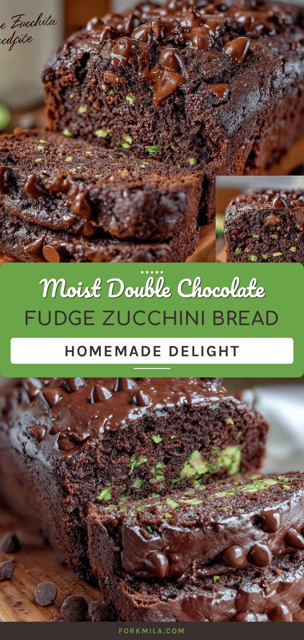 moist double chocolate fudge zucchini bread recipe
