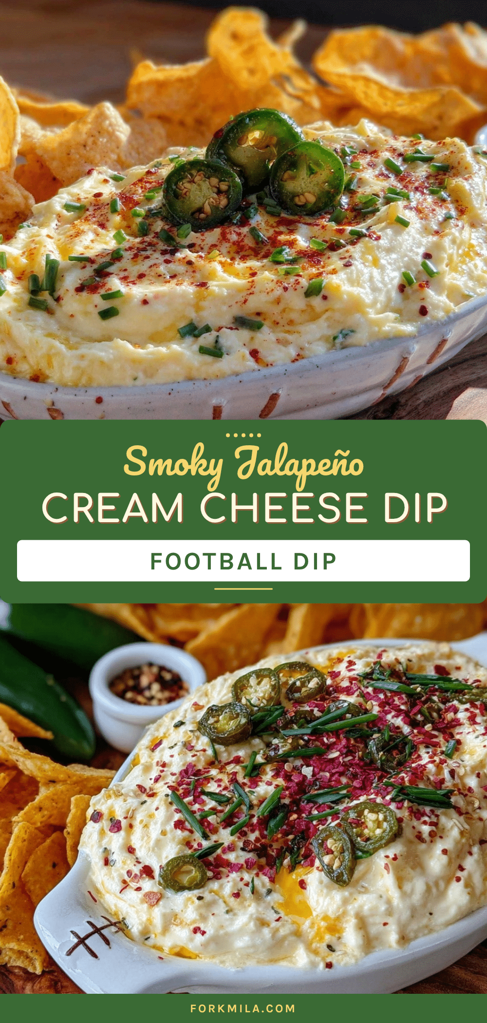 smoky jalapeño cream cheese football dip recipe