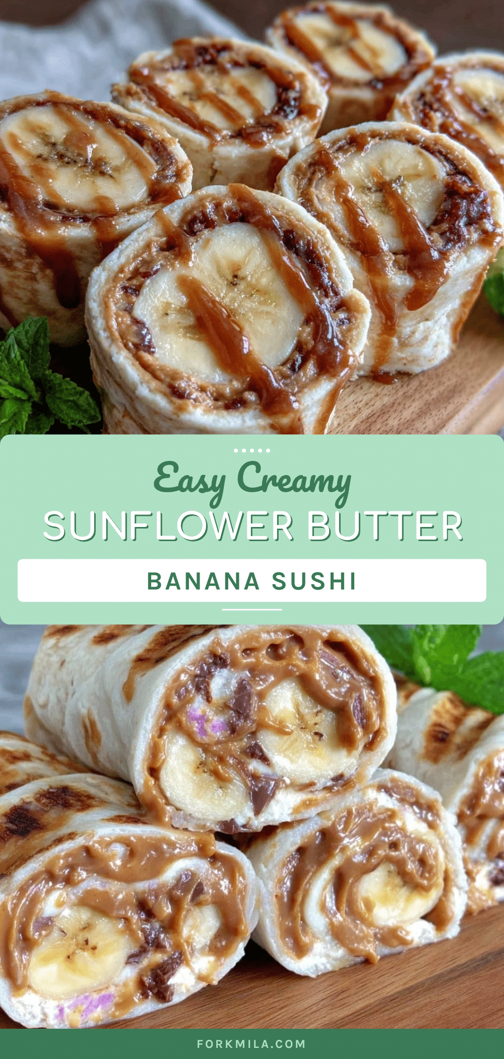 sunflower butter and banana sushi rolls recipe