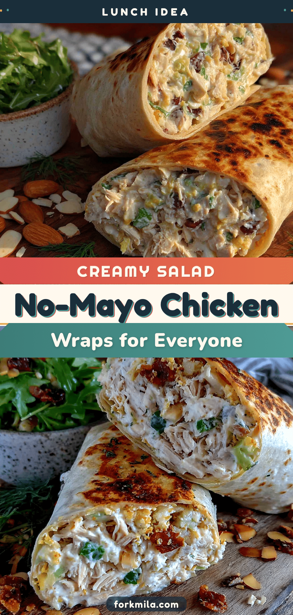 Creamy No-Mayo Chicken Salad Lunch Wraps recipe