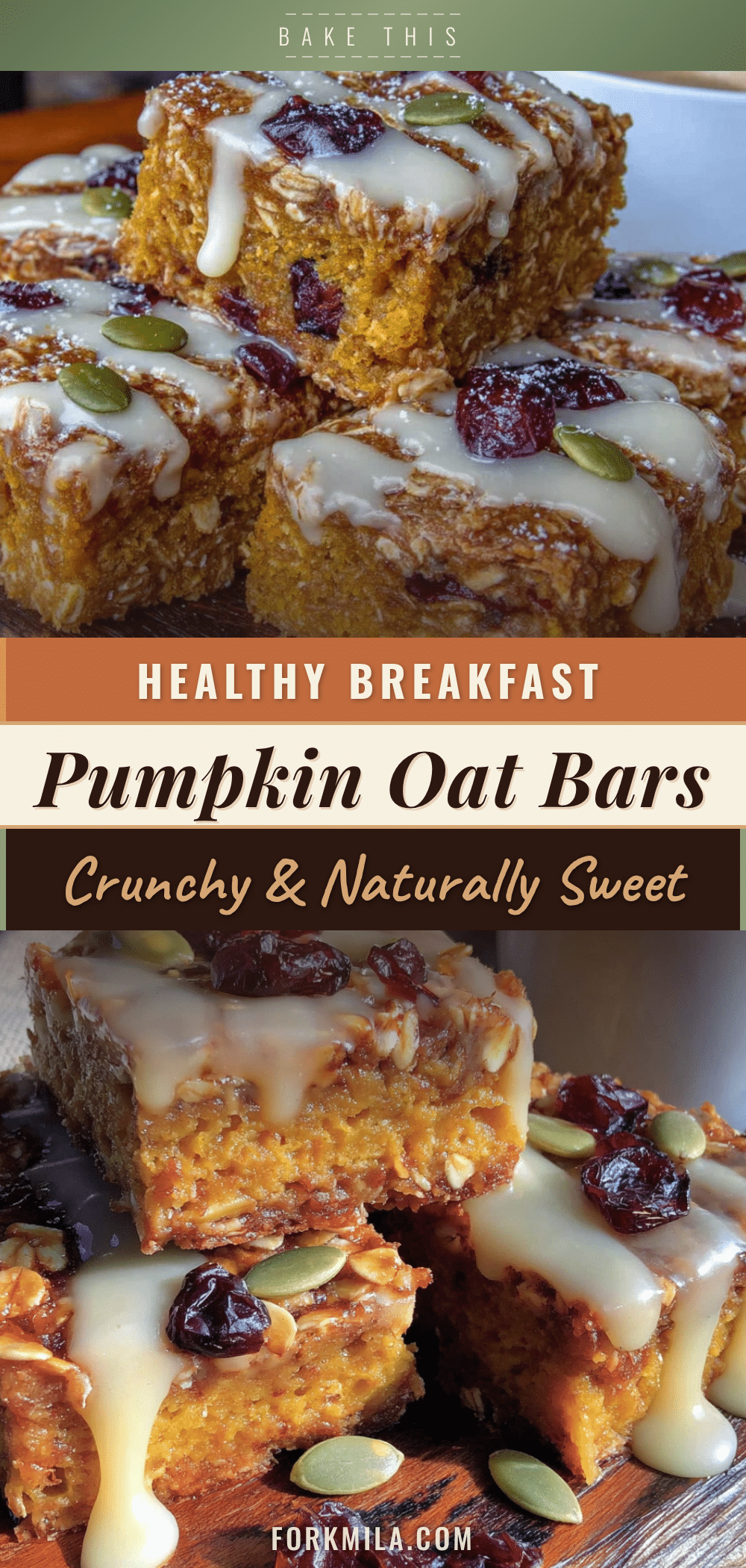 healthy pumpkin oat breakfast bars recipe