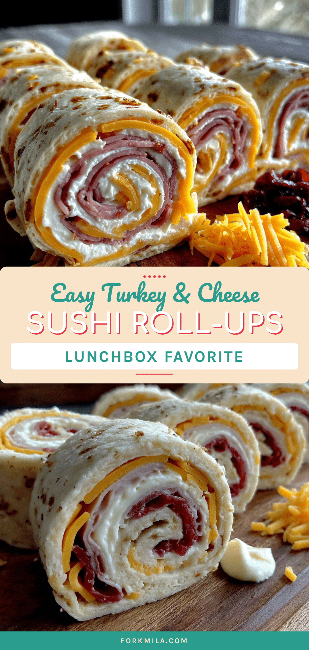 turkey and cheese lunchbox sushi roll-ups recipe