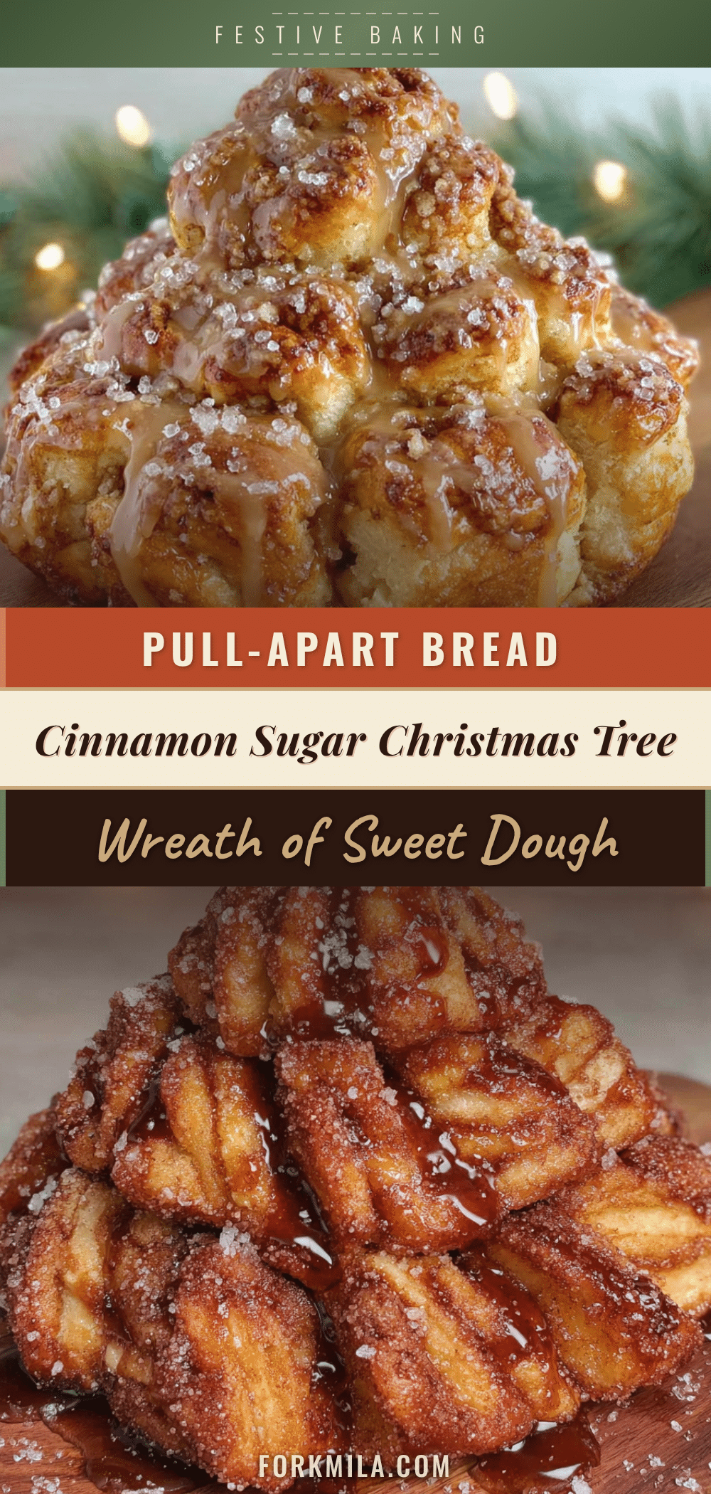 cinnamon sugar christmas tree pull-apart bread recipe