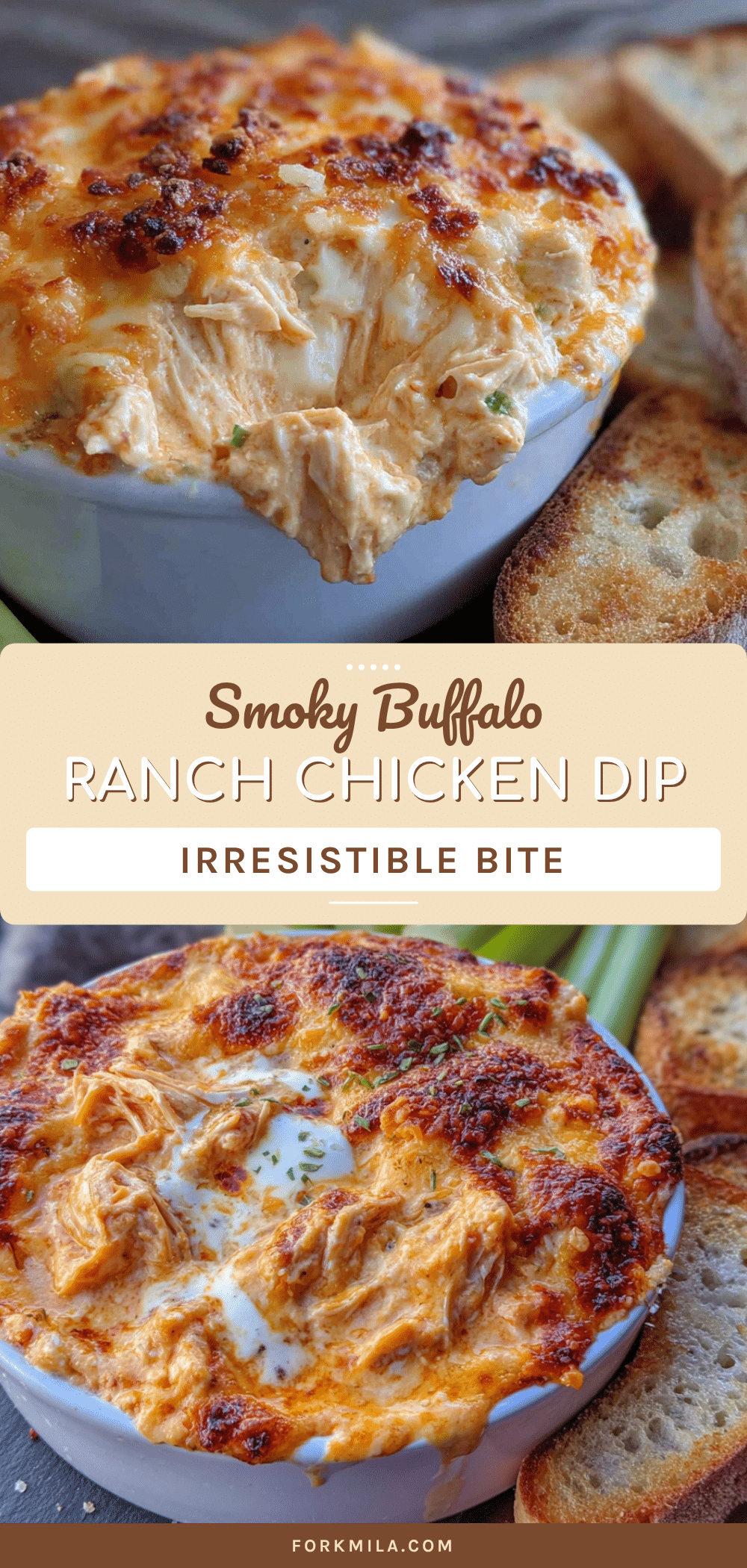 creamy smoky buffalo chicken dip with ranch drizzle recipe