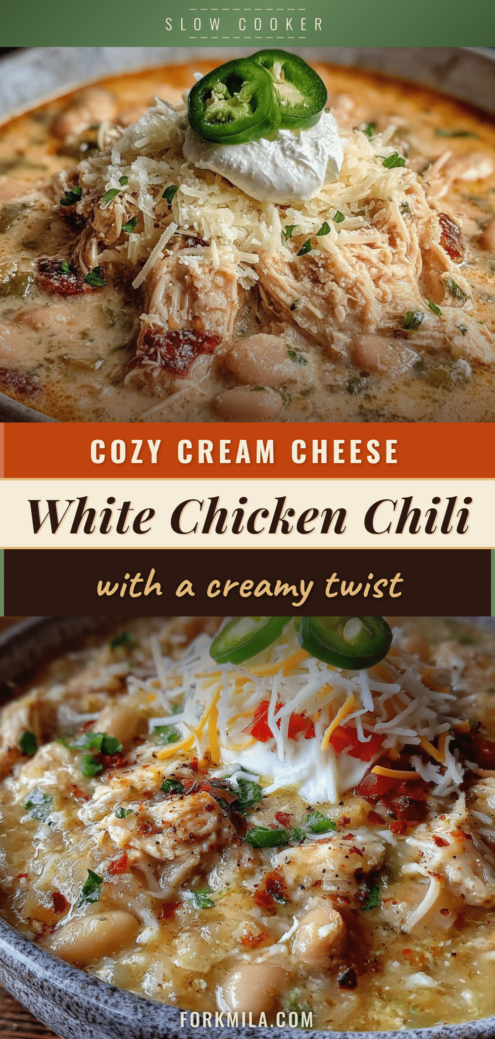 Crockpot White Chicken Chili with Cream Cheese recipe