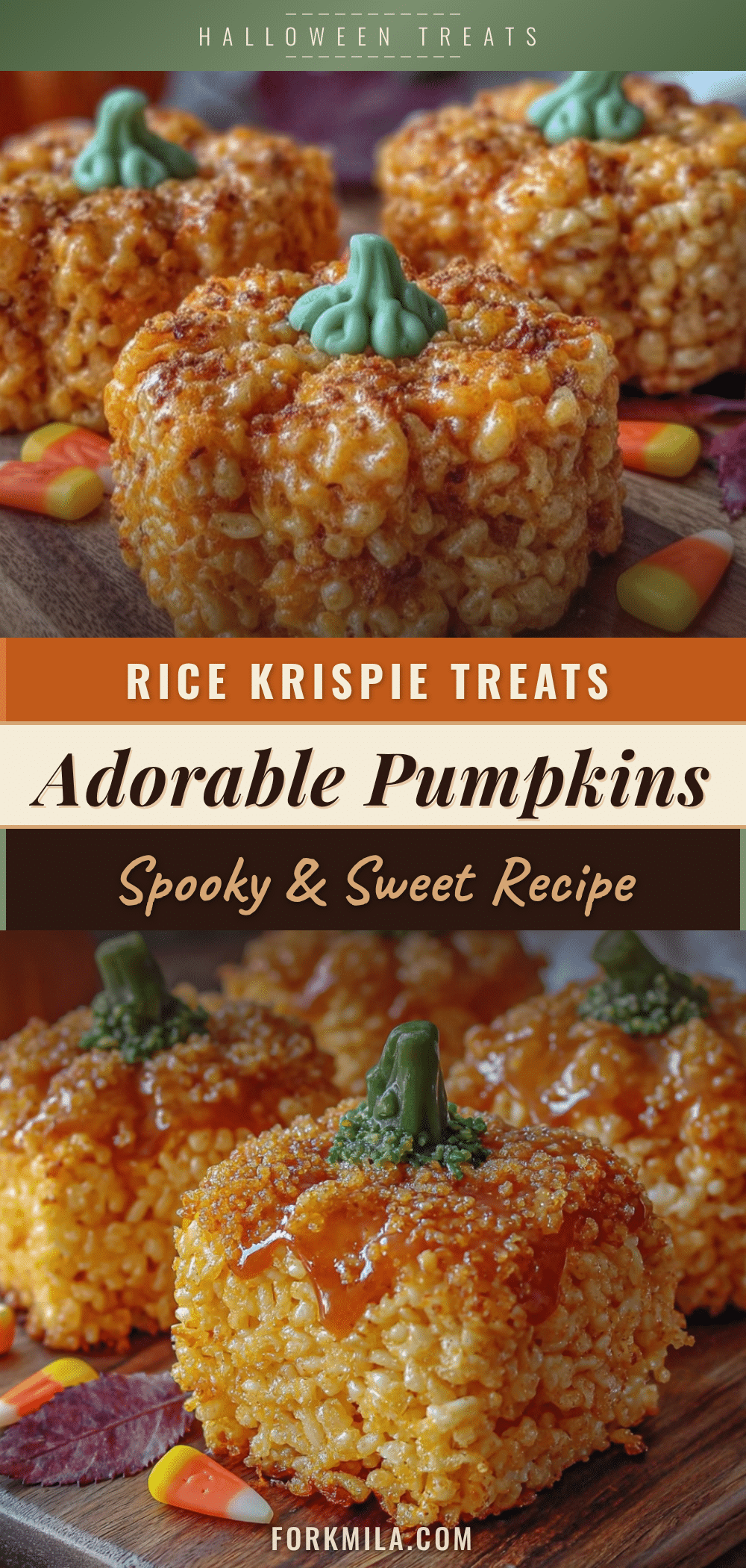 Cute Halloween Rice Krispie Treat Pumpkins recipe