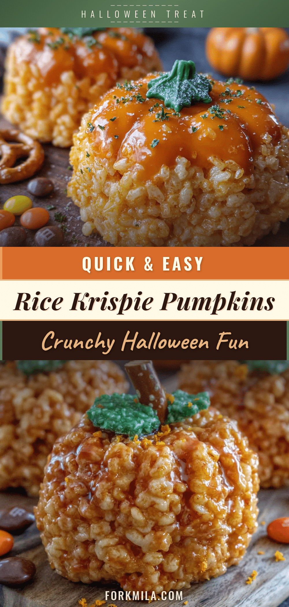 Halloween Rice Krispie Treat Pumpkins recipe