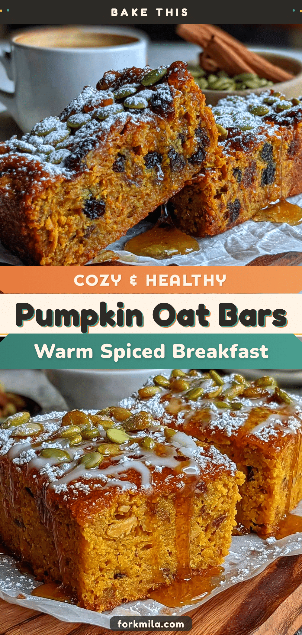 healthy pumpkin oat breakfast bars recipe