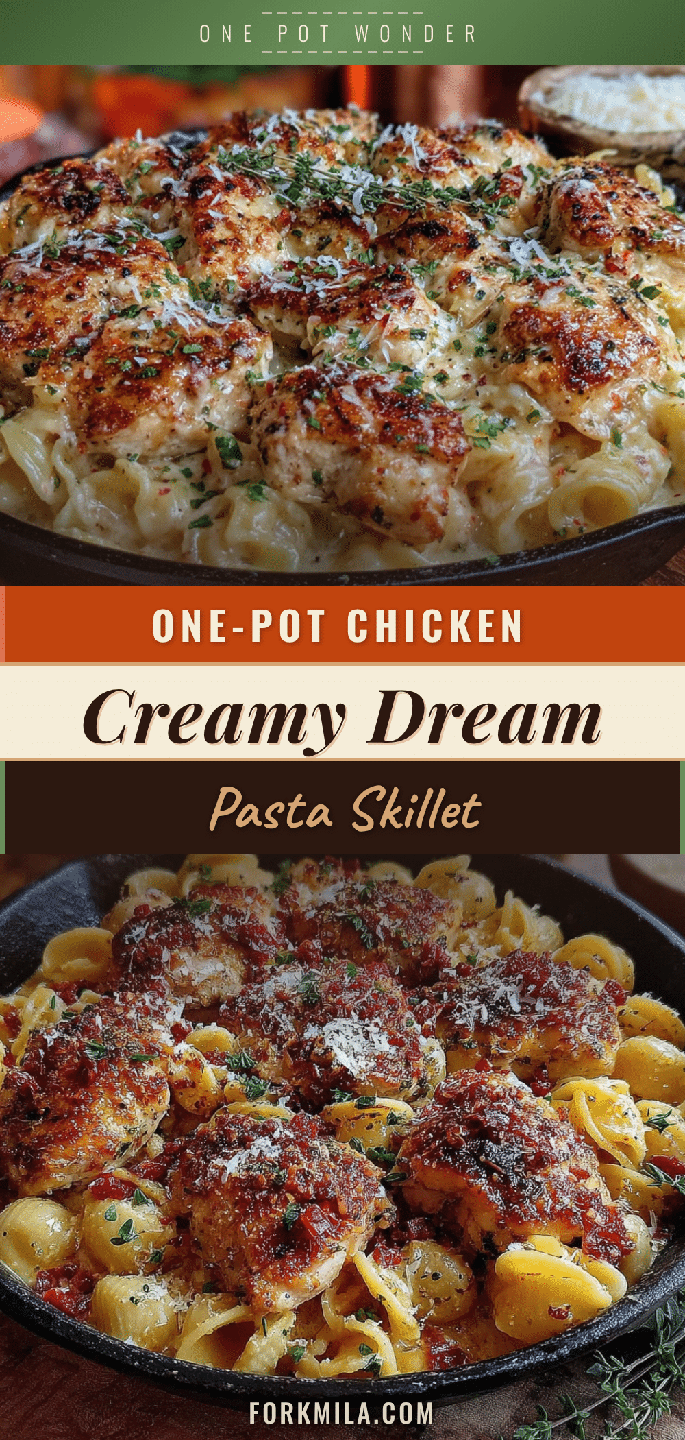 one-pot creamy chicken and pasta skillet recipe