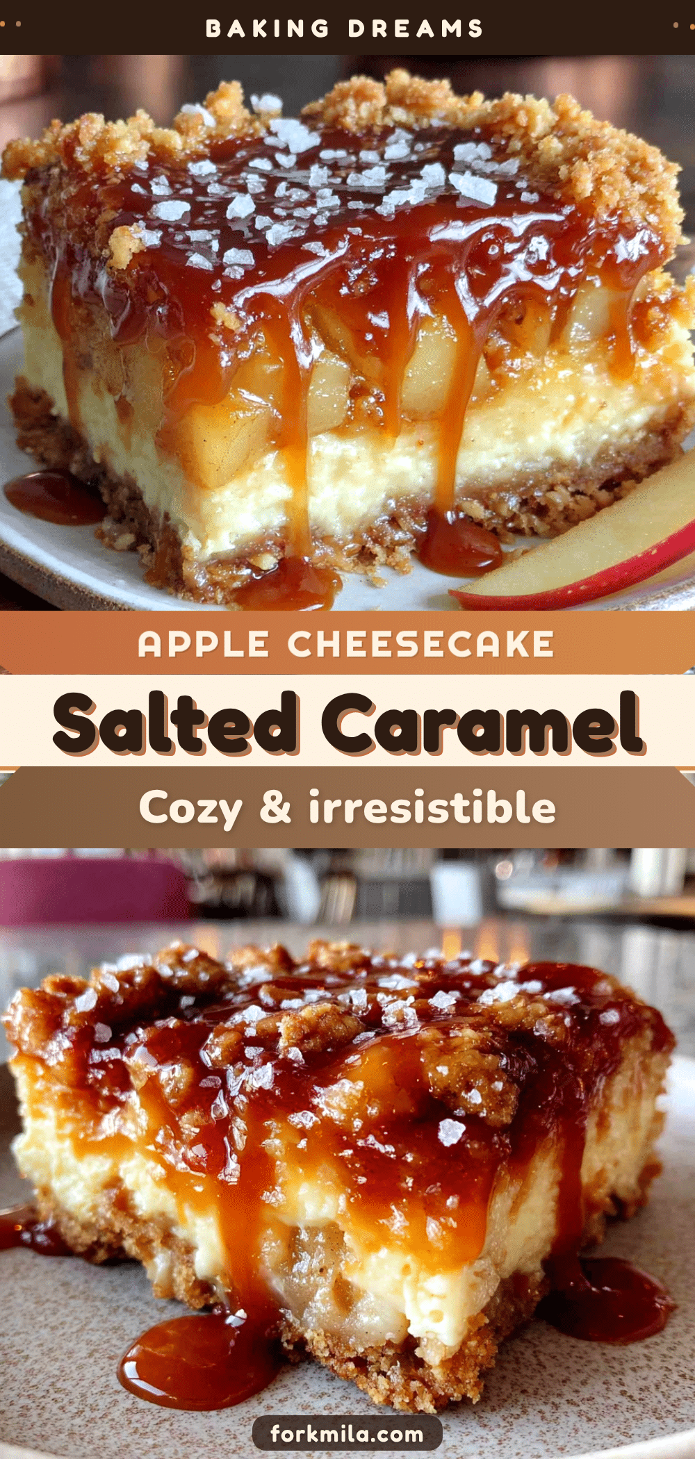 Salted caramel apple cheesecake bars recipe